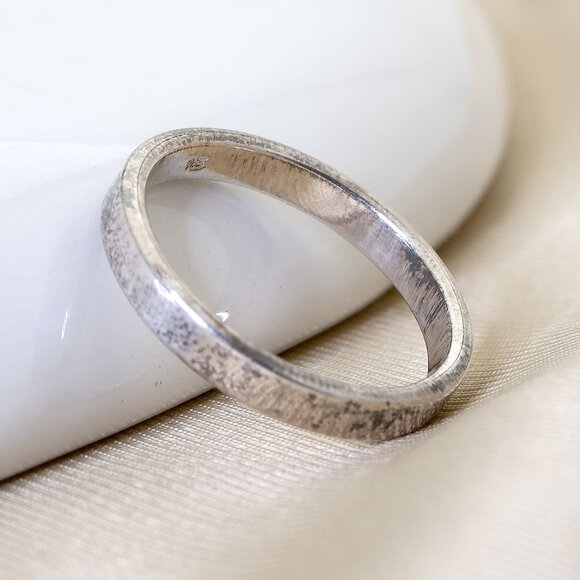 3mm Vintage Sterling Silver Flat Band Ring, Stamped 925, Sz7, Tarnish Jewelry - Picture 3 of 9